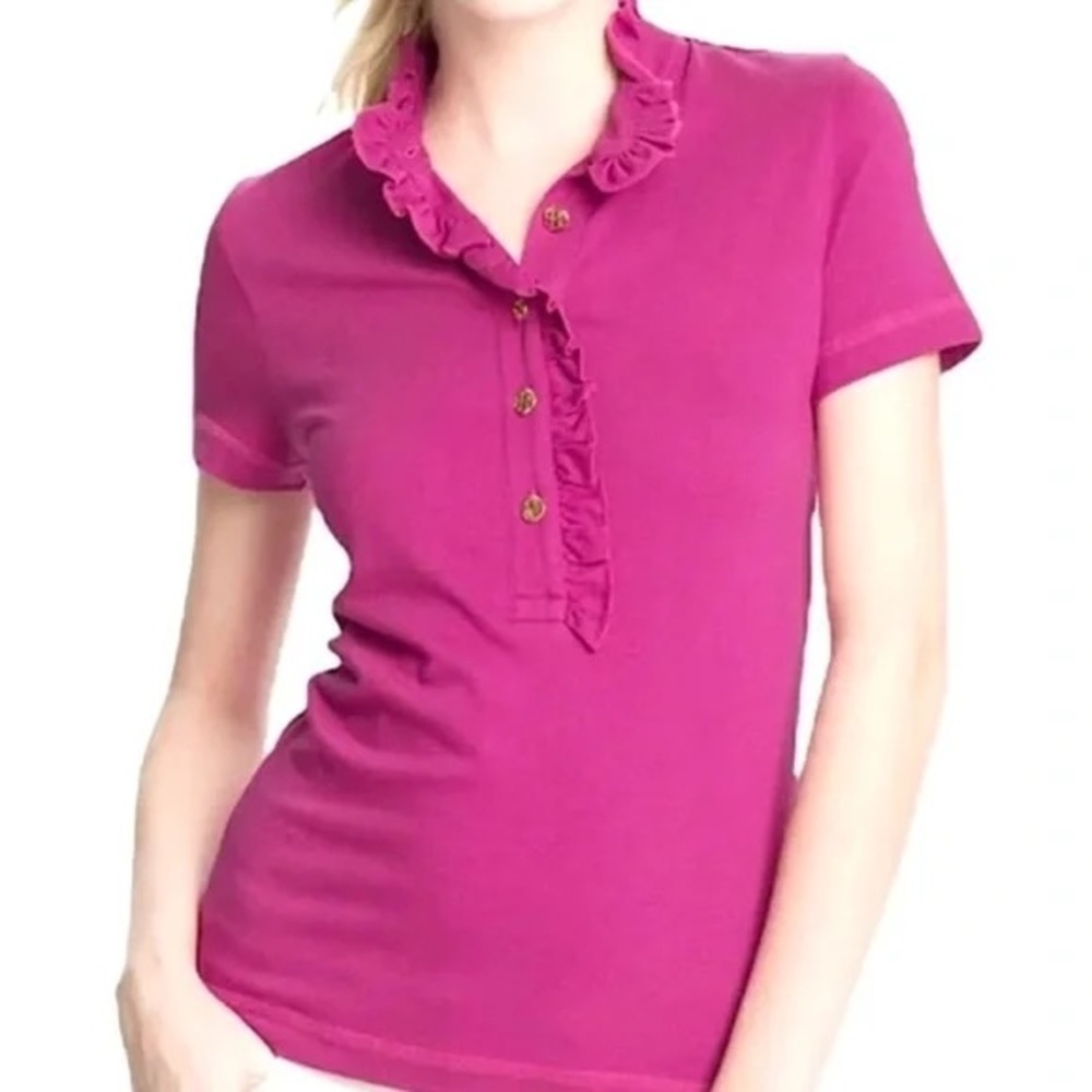 Tory Burch Fuchsia Ruffled Button-Down Shirt Size Small - Picture 1 of 14